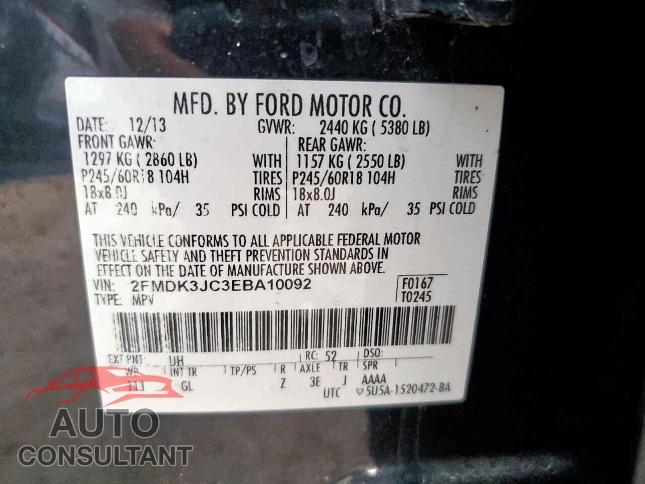 FORD EDGE 2014 - 2FMDK3JC3EBA10092