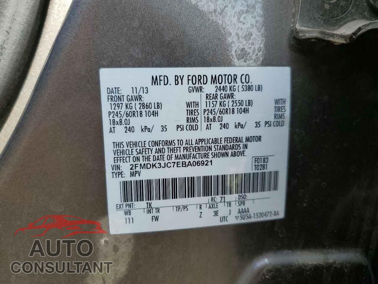 FORD EDGE 2014 - 2FMDK3JC7EBA06921