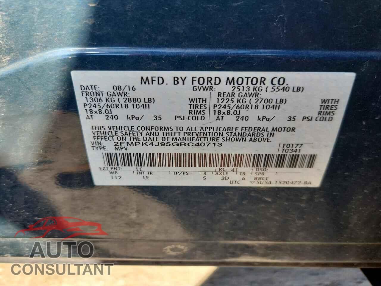 FORD EDGE 2016 - 2FMPK4J95GBC40713