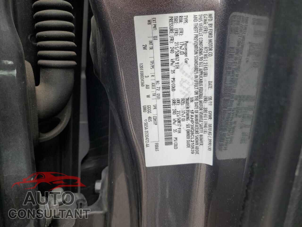 FORD FOCUS 2012 - 1FAHP3M28CL210639