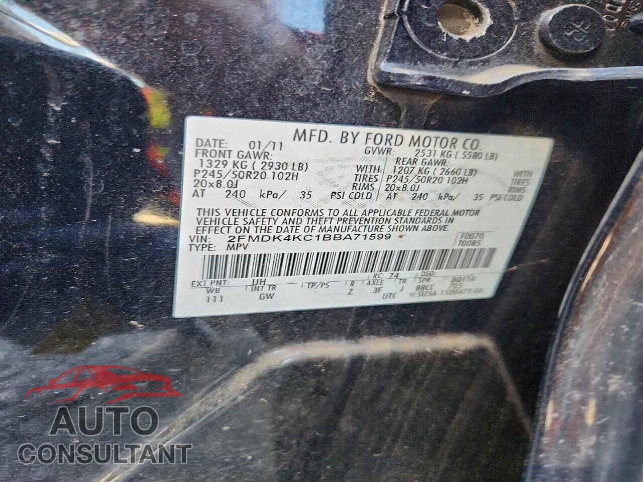 FORD EDGE 2011 - 2FMDK4KC1BBA71599