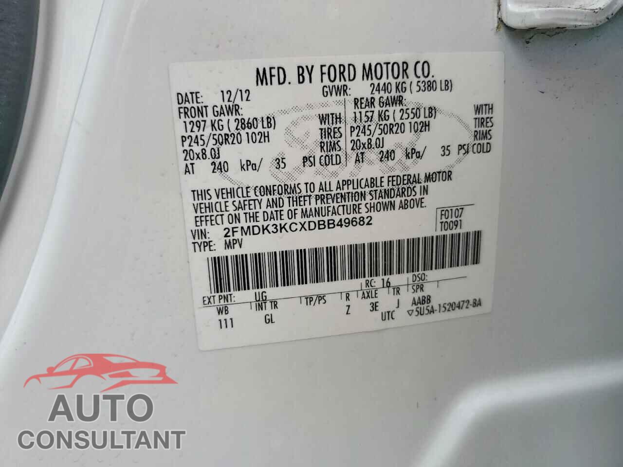 FORD EDGE 2013 - 2FMDK3KCXDBB49682