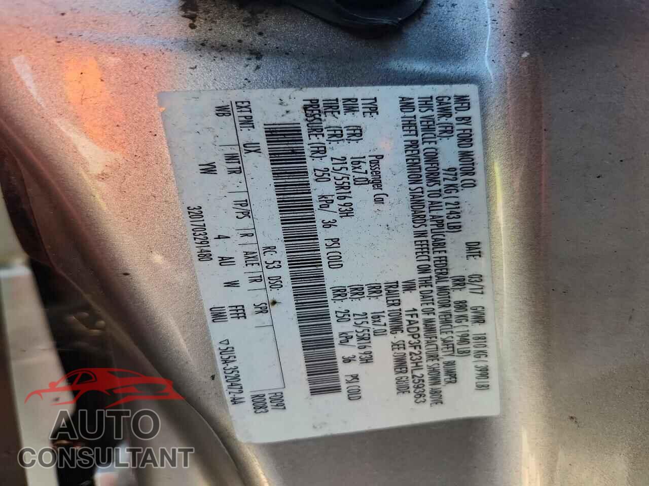 FORD FOCUS 2017 - 1FADP3F23HL259363