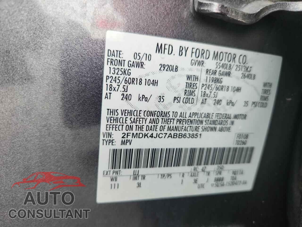 FORD EDGE 2010 - 2FMDK4JC7ABB63851