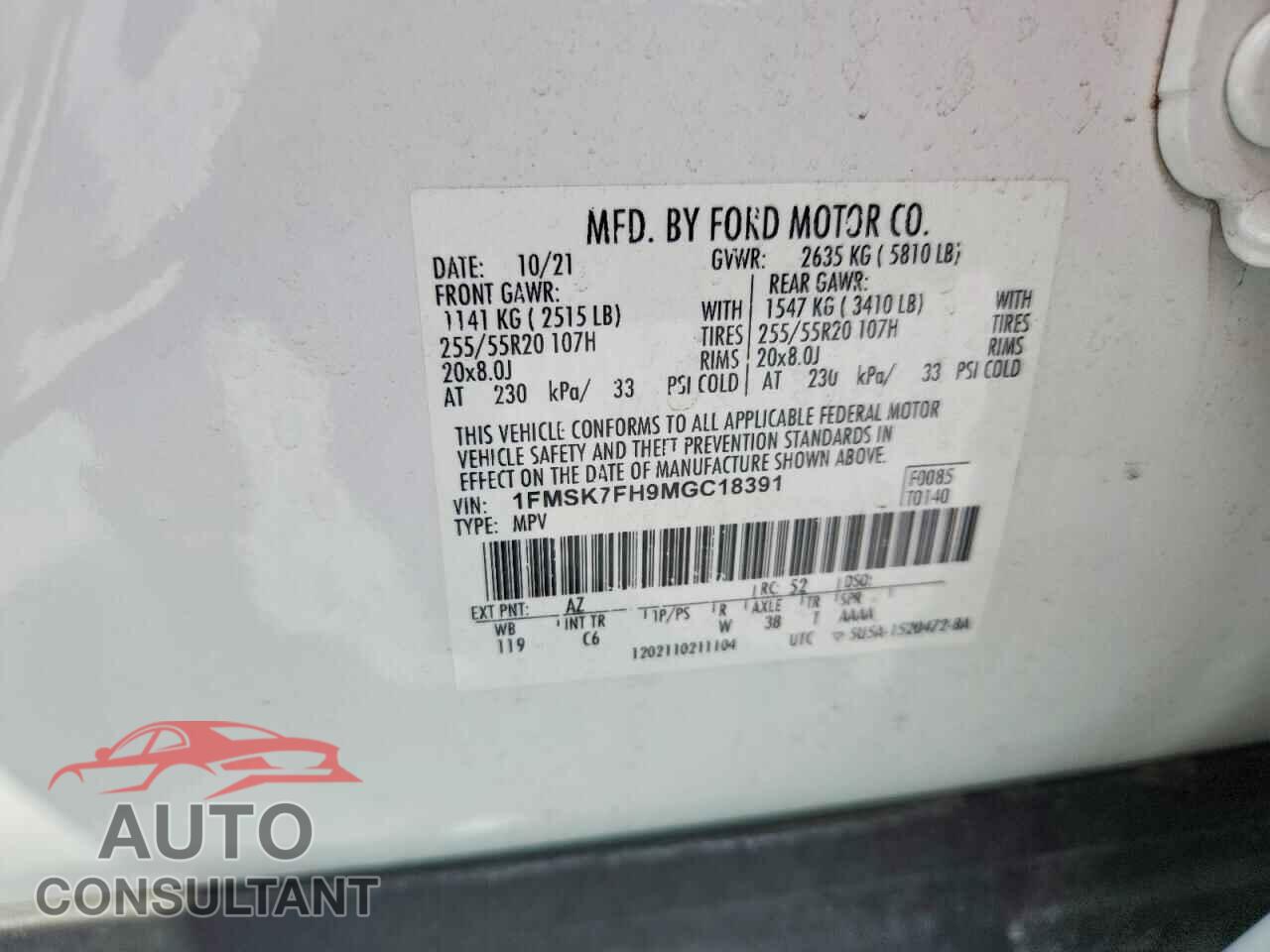 FORD EXPLORER 2021 - 1FMSK7FH9MGC18391