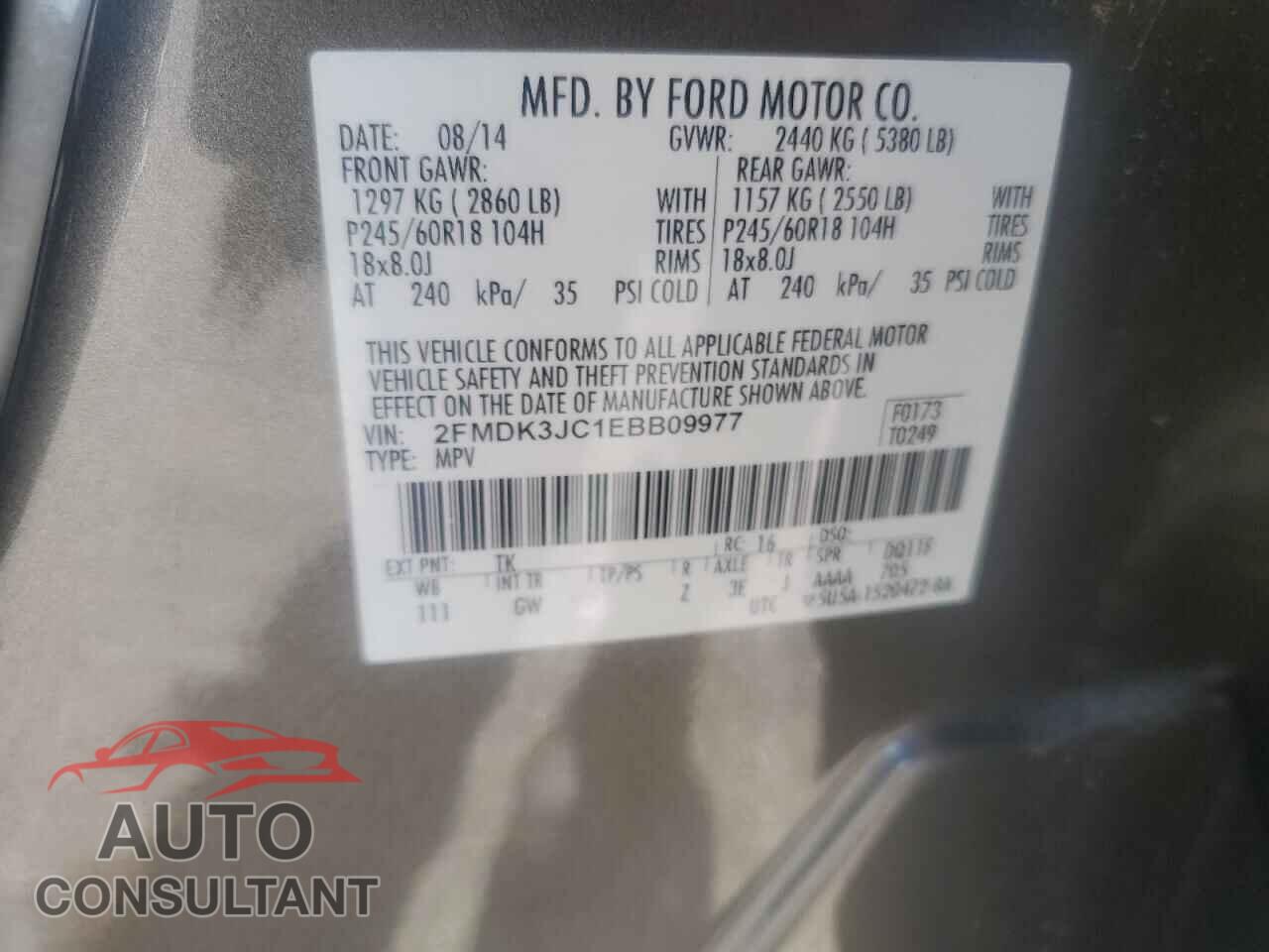 FORD EDGE 2014 - 2FMDK3JC1EBB09977