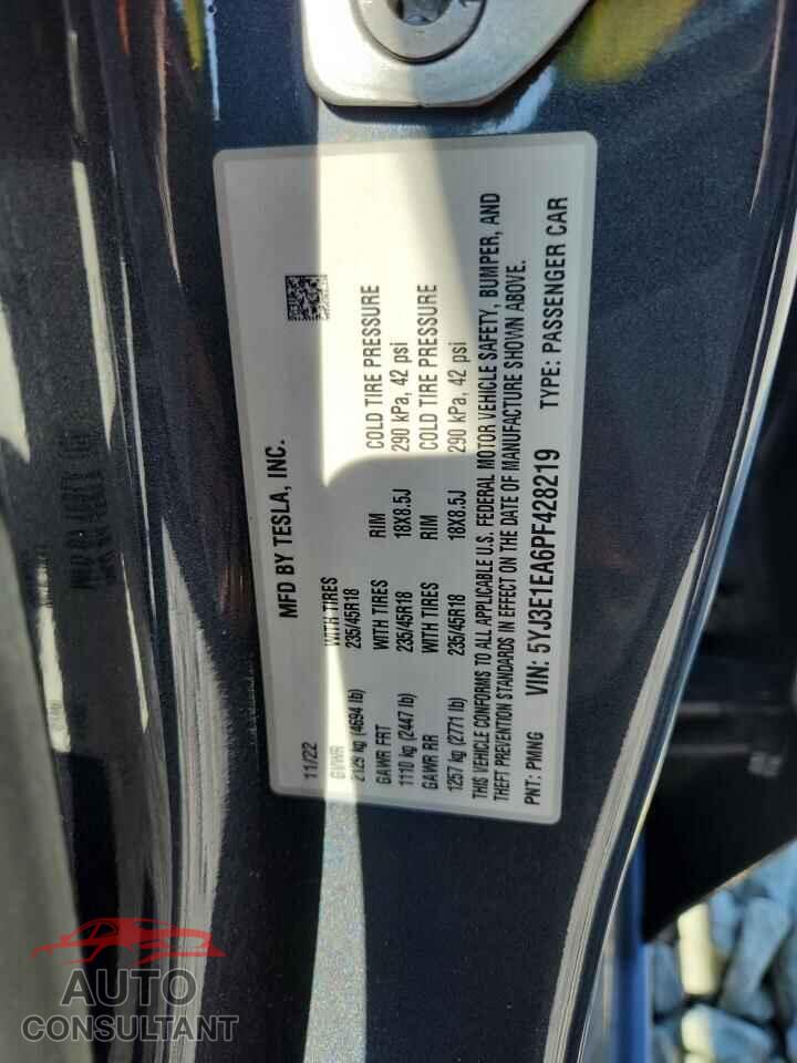 TESLA MODEL 3 2023 - 5YJ3E1EA6PF428219