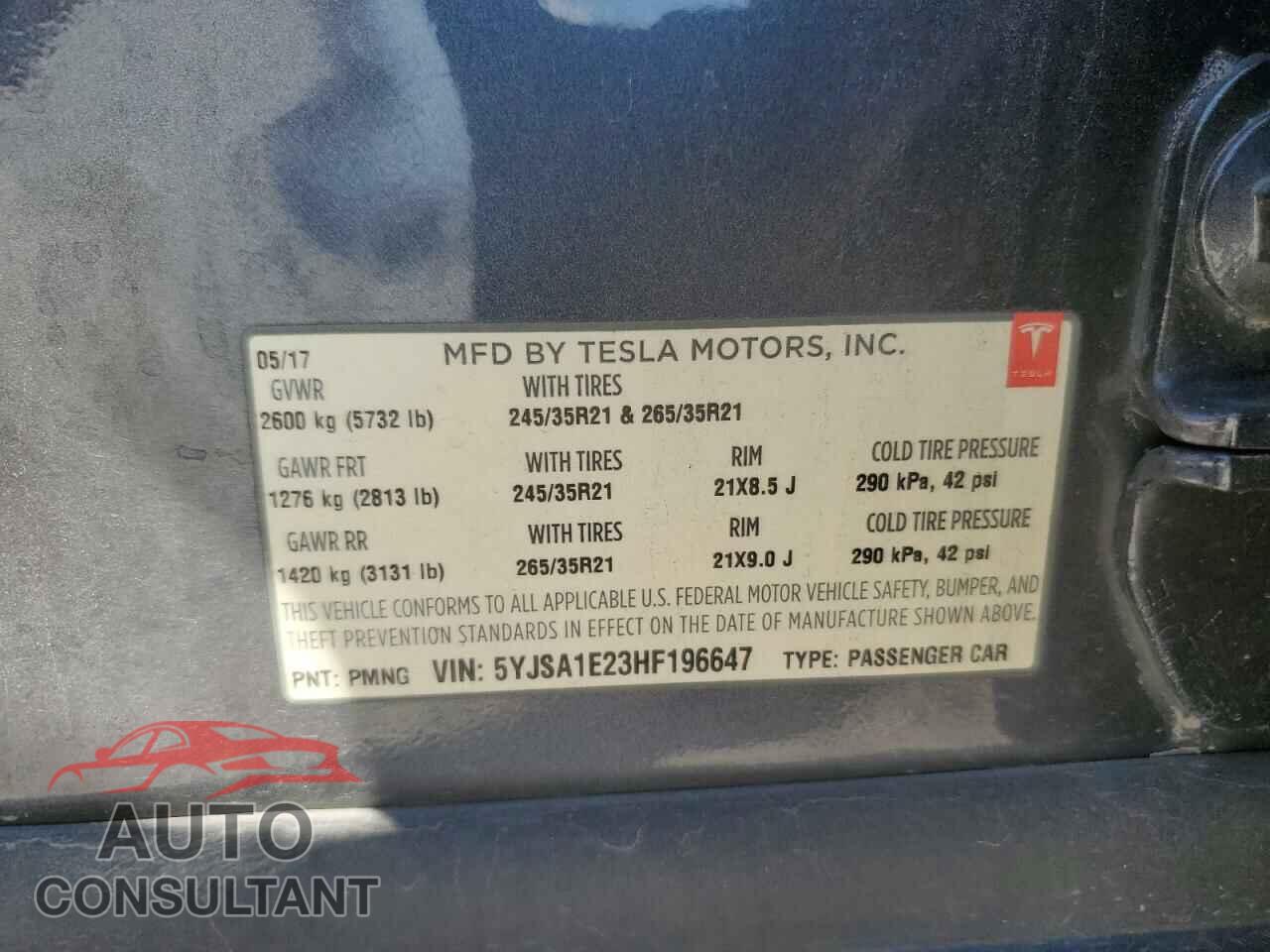 TESLA MODEL S 2017 - 5YJSA1E23HF196647