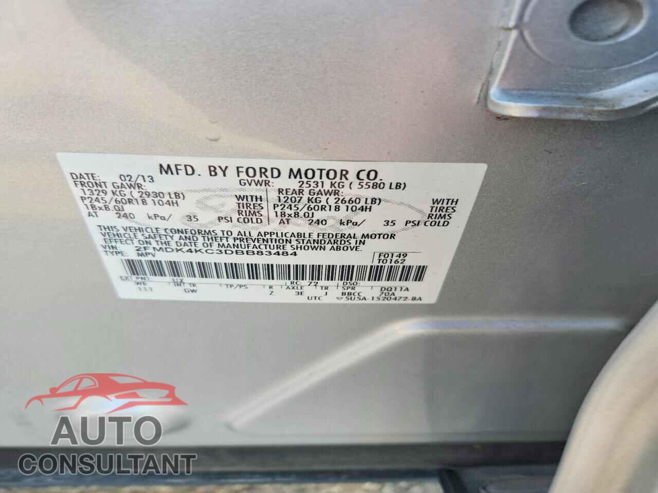 FORD EDGE 2013 - 2FMDK4KC3DBB83484