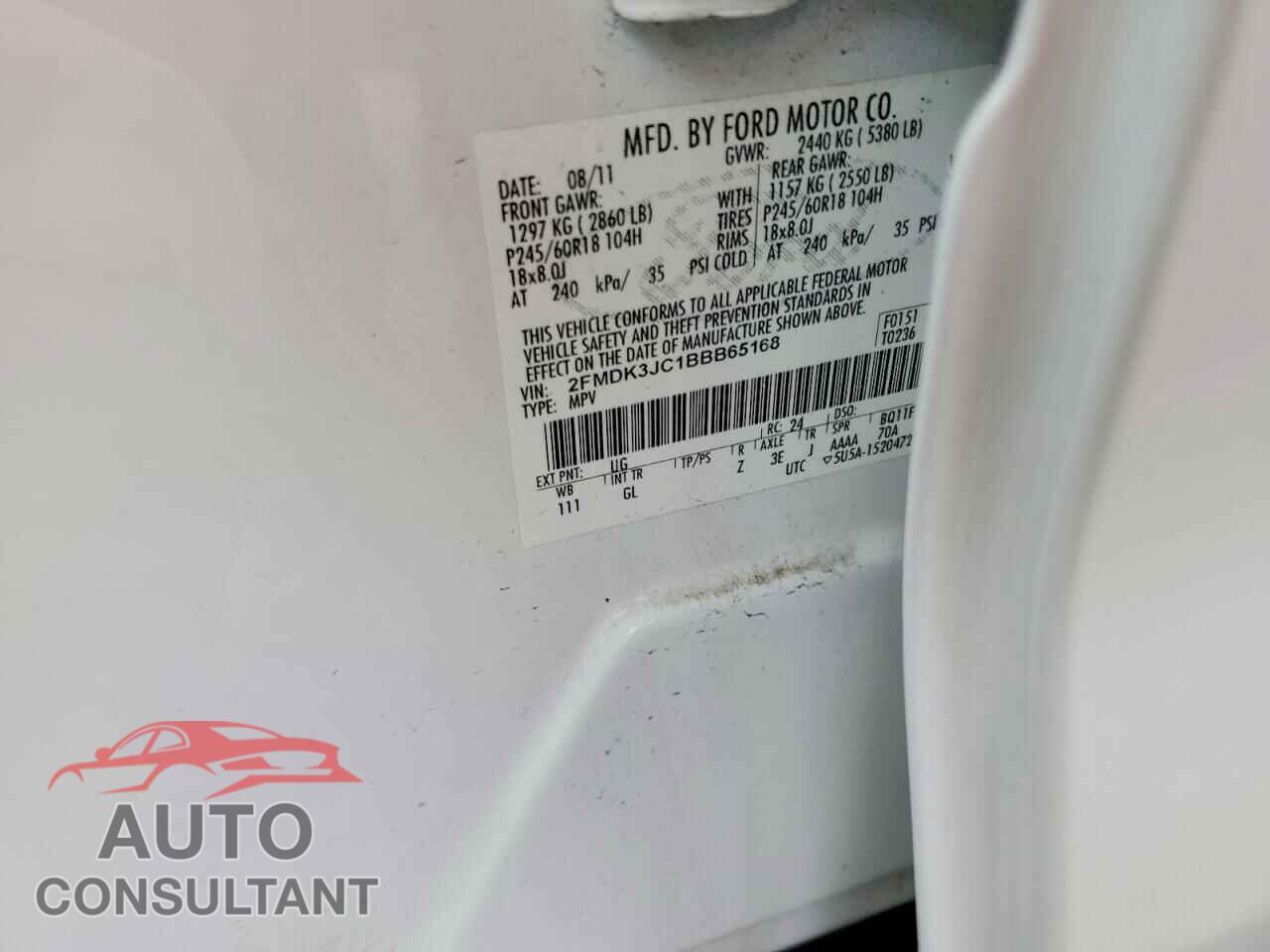 FORD EDGE 2011 - 2FMDK3JC1BBB65168