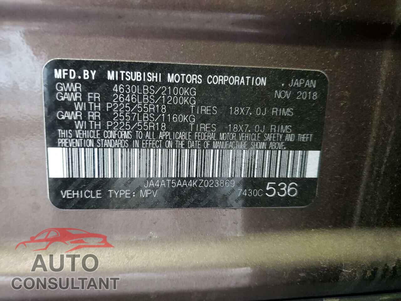 MITSUBISHI ECLIPSE 2019 - JA4AT5AA4KZ023869