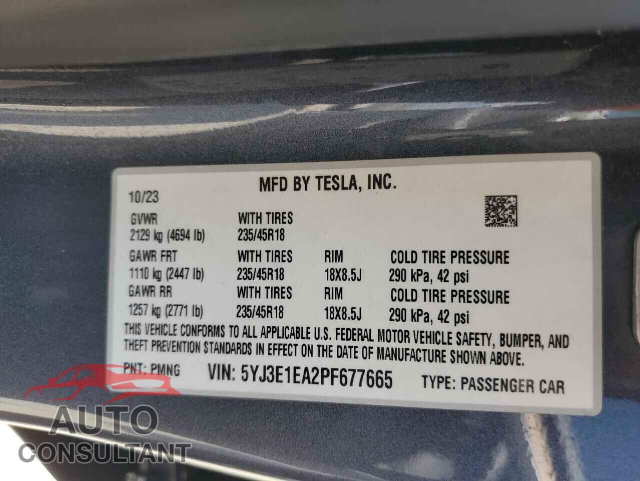 TESLA MODEL 3 2023 - 5YJ3E1EA2PF677665