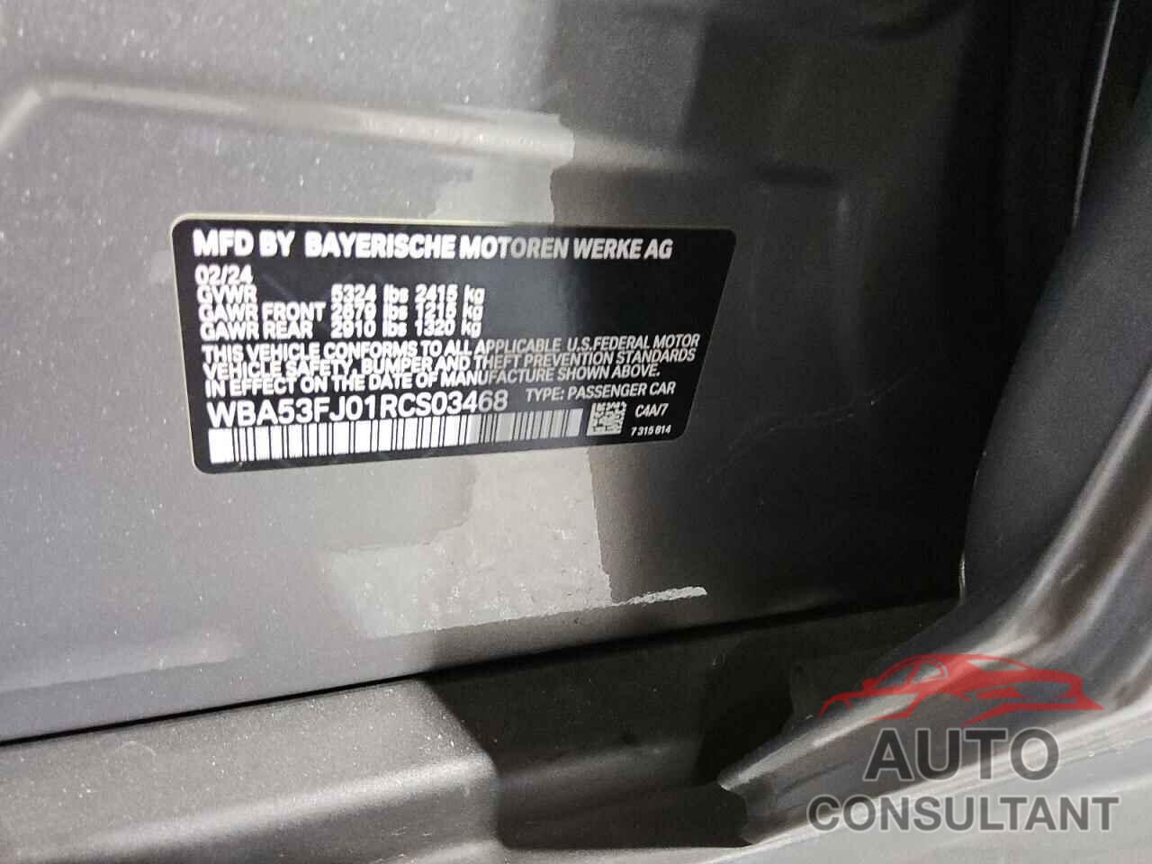 BMW 5 SERIES 2024 - WBA53FJ01RCS03468