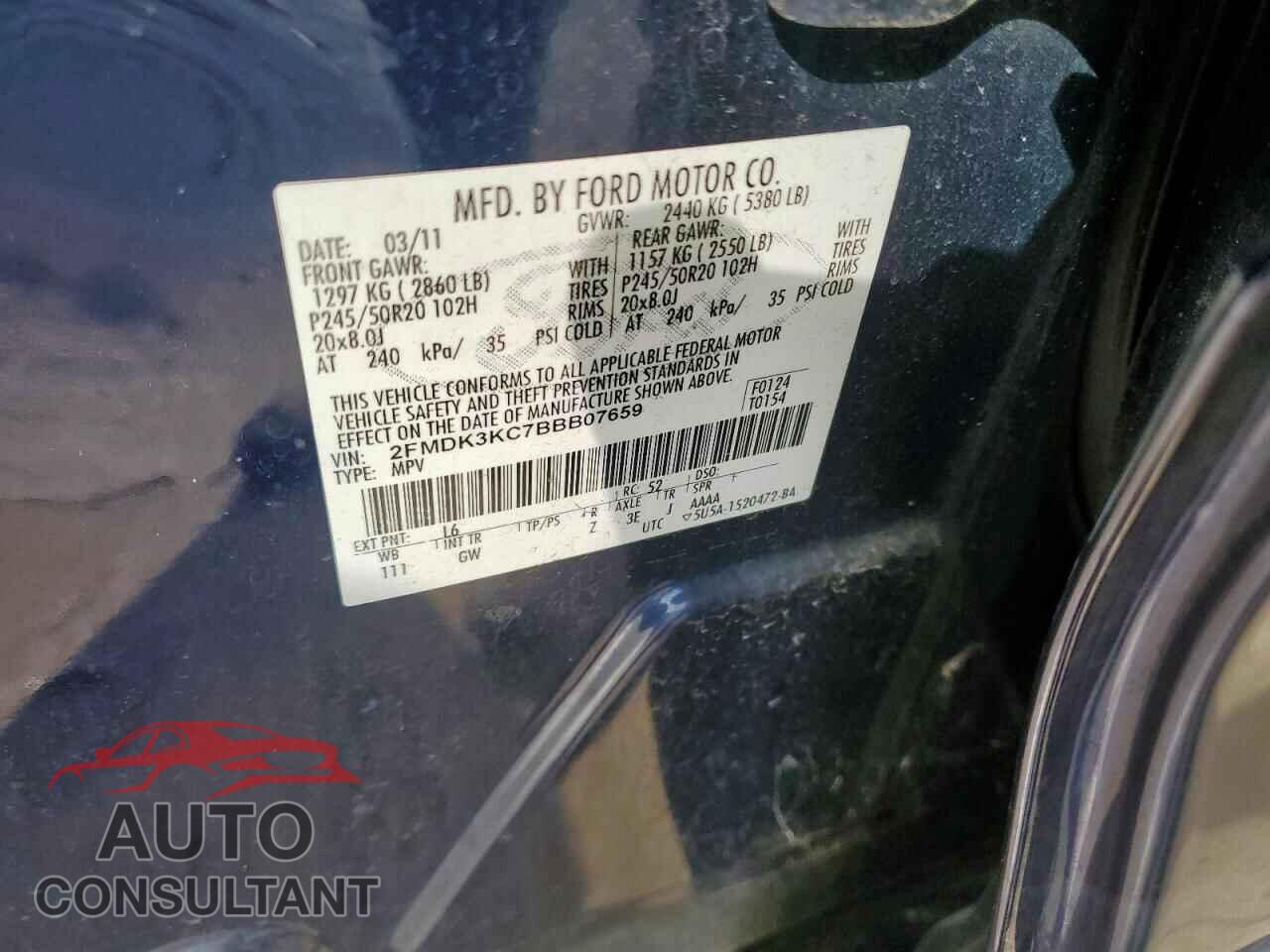 FORD EDGE 2011 - 2FMDK3KC7BBB07659