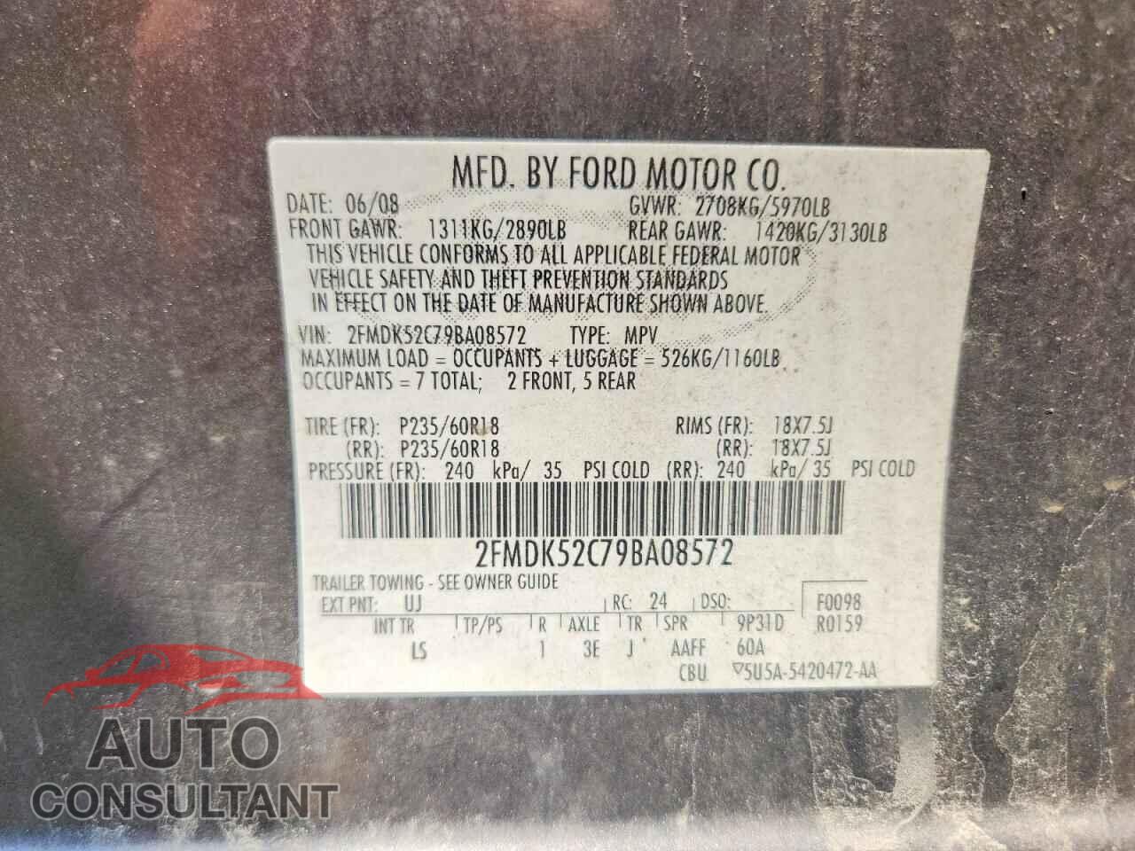 FORD FLEX 2009 - 2FMDK52C79BA08572