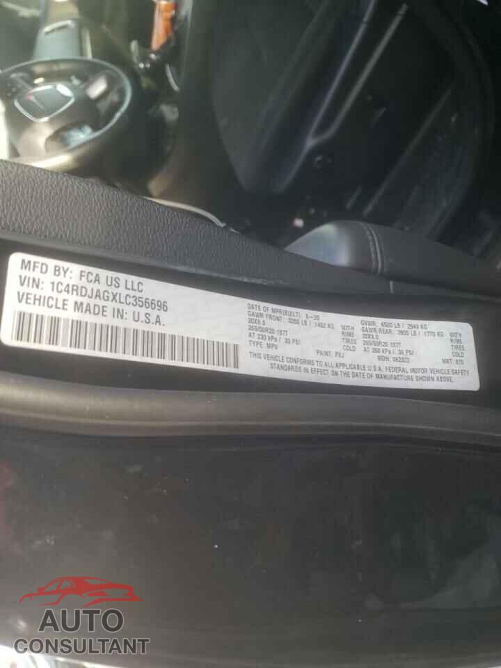 DODGE DURANGO 2020 - 1C4RDJAGXLC356696