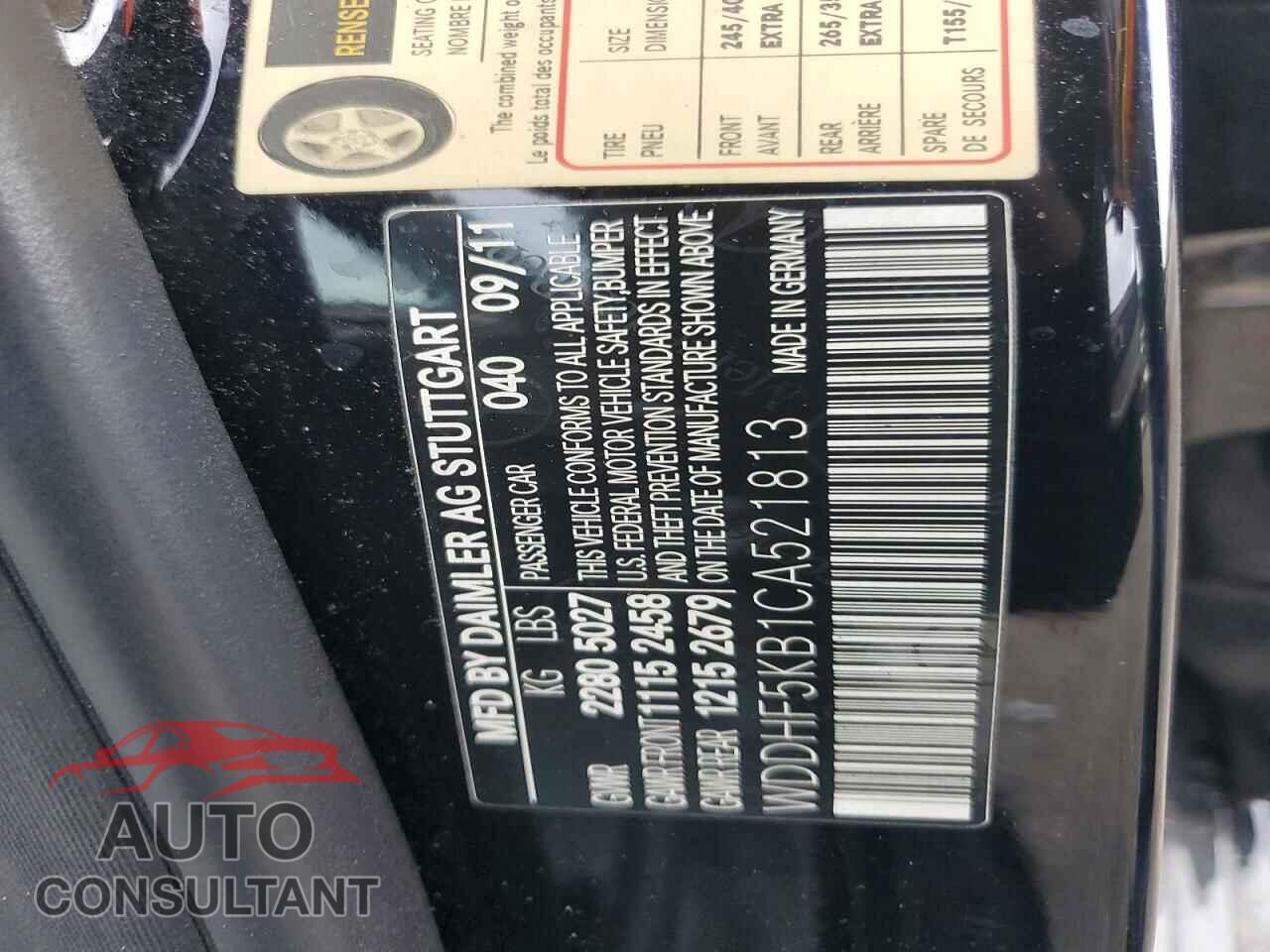 MERCEDES-BENZ E-CLASS 2012 - WDDHF5KB1CA521813