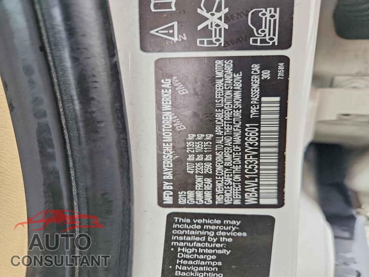 BMW X1 2015 - WBAVL1C53FVY36601