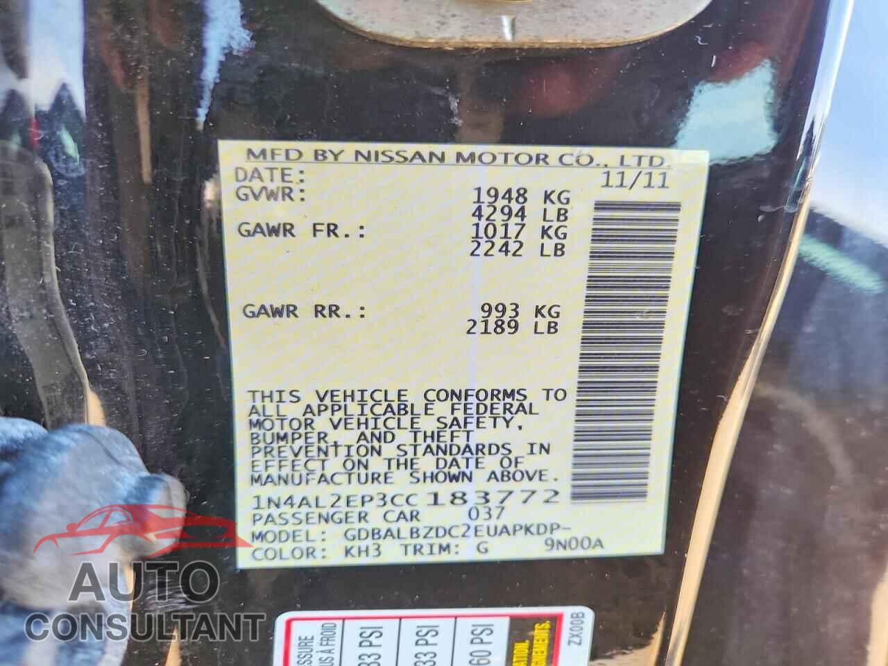 NISSAN ALTIMA 2012 - 1N4AL2EP3CC183772