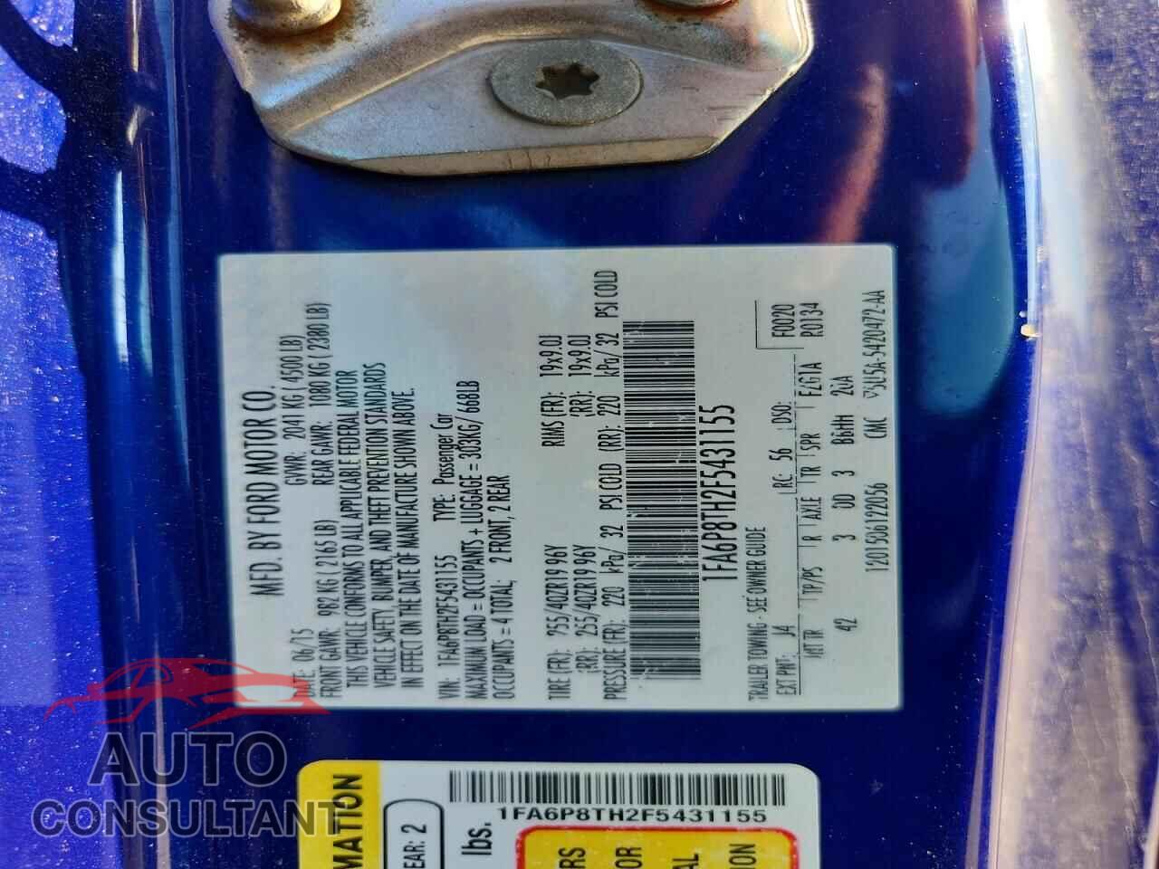 FORD MUSTANG 2015 - 1FA6P8TH2F5431155