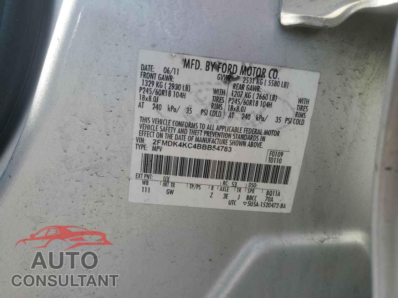 FORD EDGE 2011 - 2FMDK4KC4BBB54783