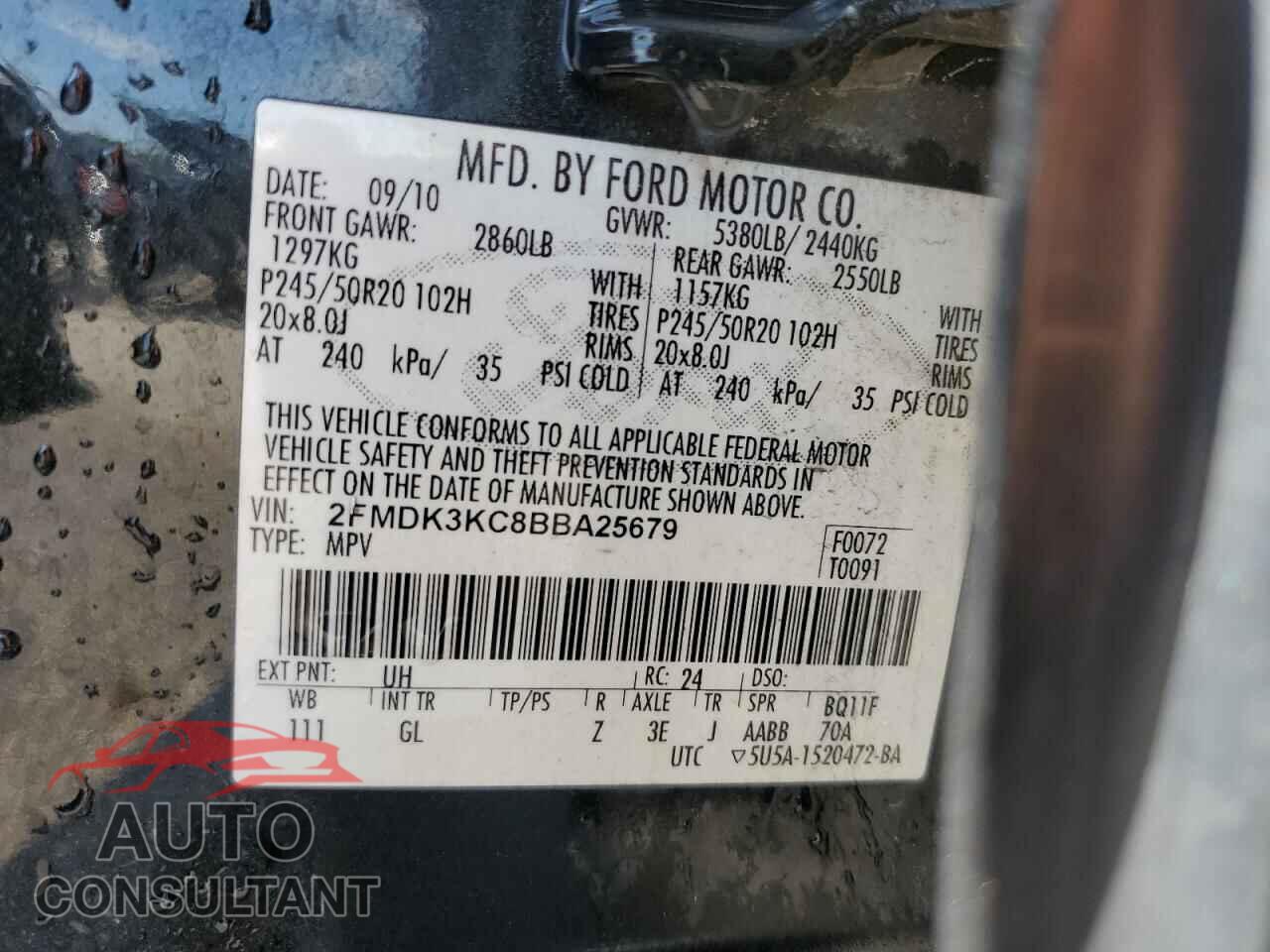 FORD EDGE 2011 - 2FMDK3KC8BBA25679