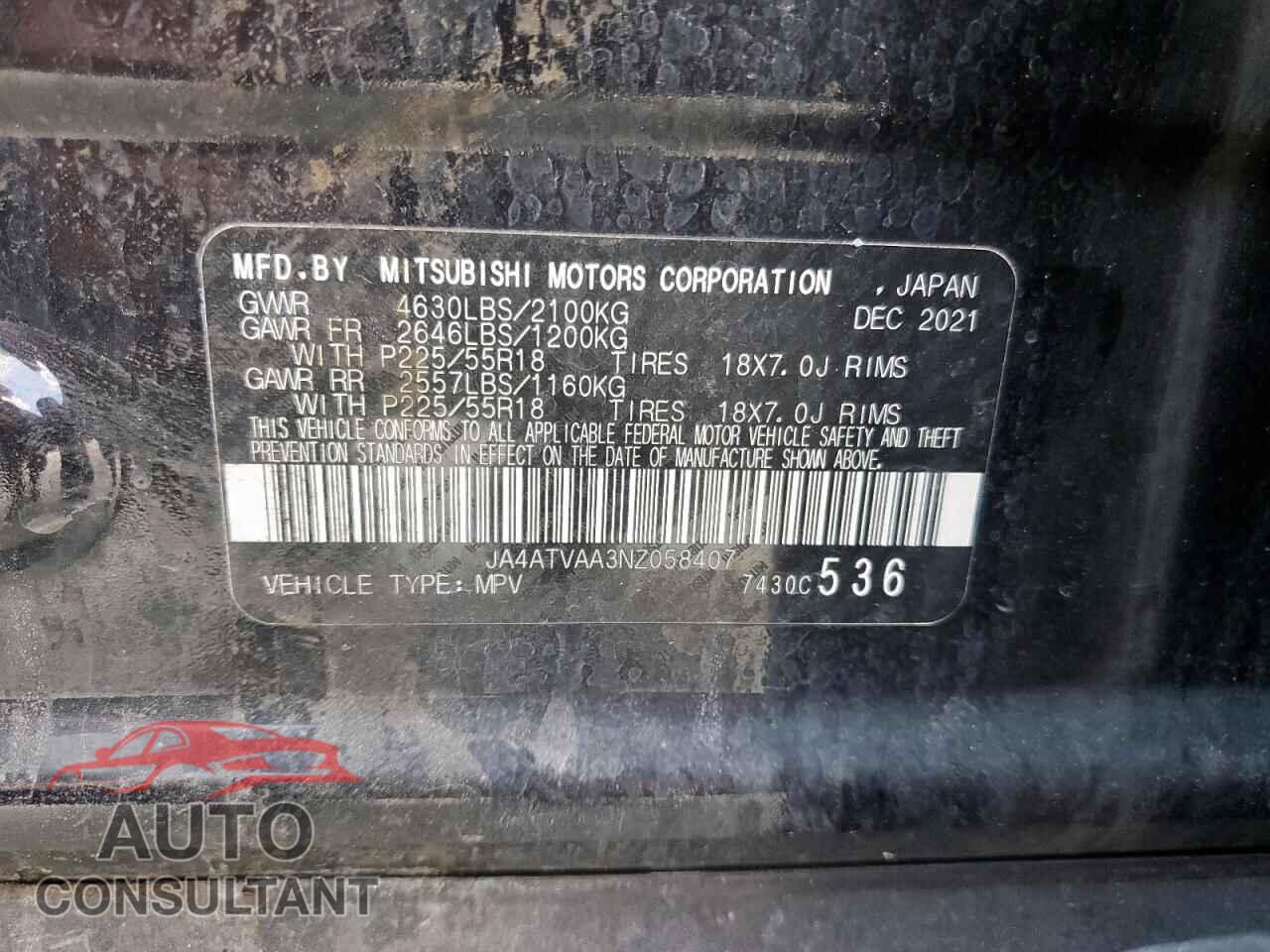 MITSUBISHI ECLIPSE 2022 - JA4ATVAA3NZ058407
