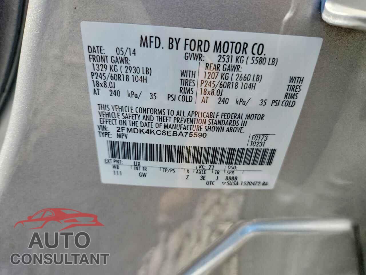 FORD EDGE 2014 - 2FMDK4KC8EBA75590