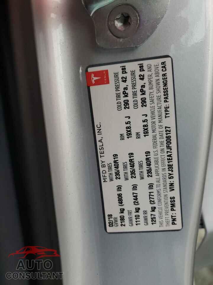 TESLA MODEL 3 2018 - 5YJ3E1EA7JF006127