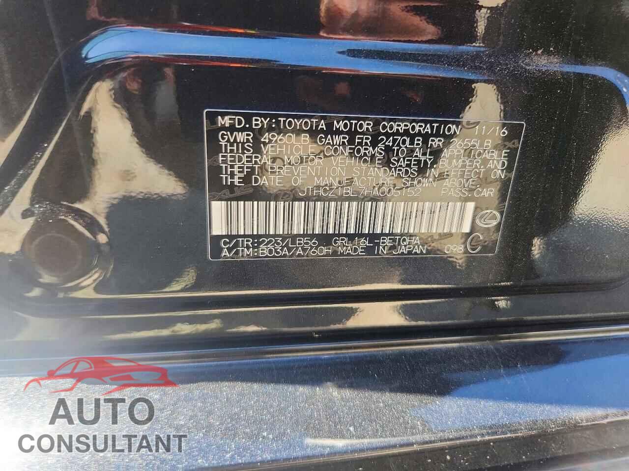 LEXUS GS 2017 - JTHCZ1BL7HA005152