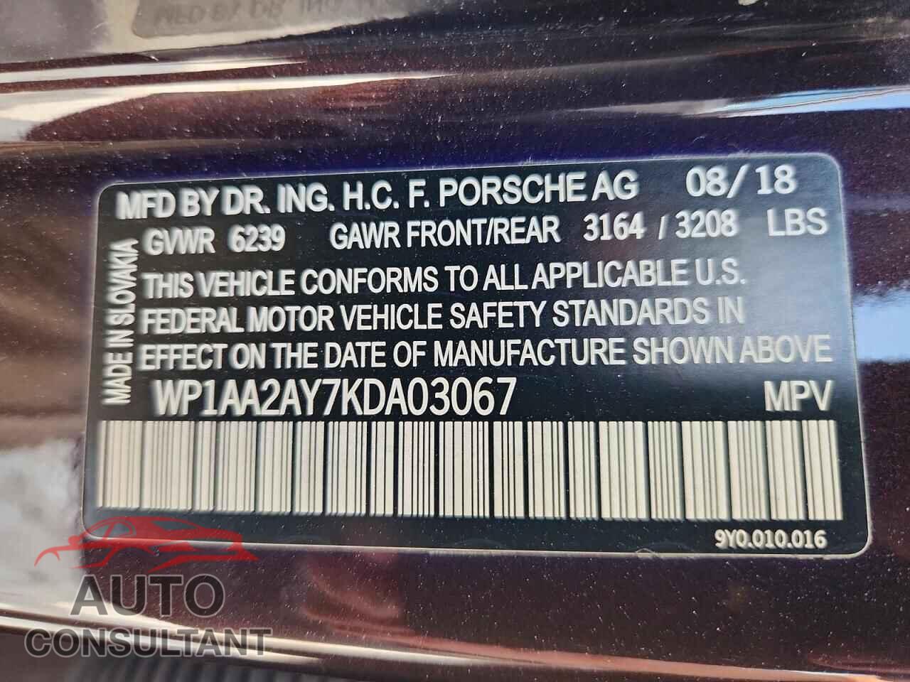 PORSCHE CAYENNE 2019 - WP1AA2AY7KDA03067