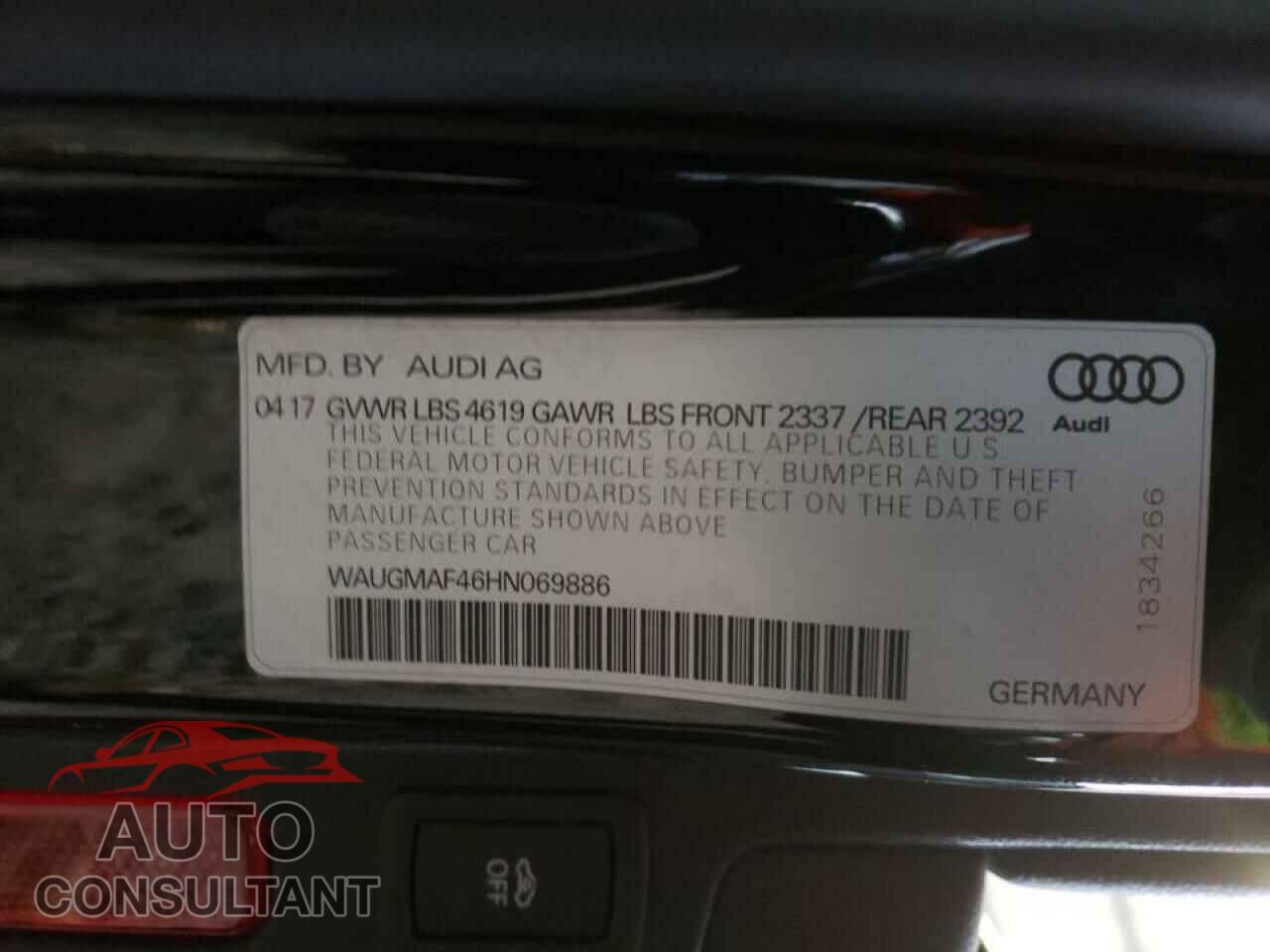 AUDI A4 2017 - WAUGMAF46HN069886