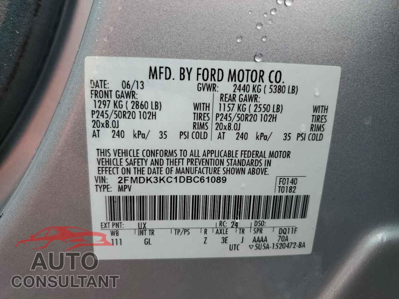 FORD EDGE 2013 - 2FMDK3KC1DBC61089