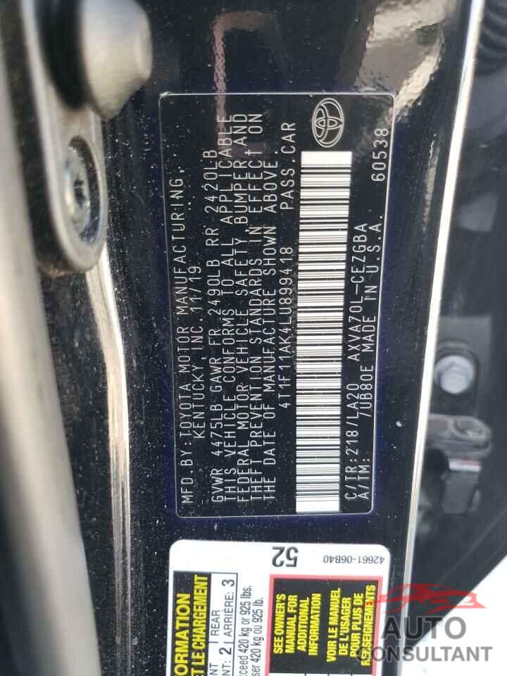 TOYOTA CAMRY 2020 - 4T1F11AK4LU899418