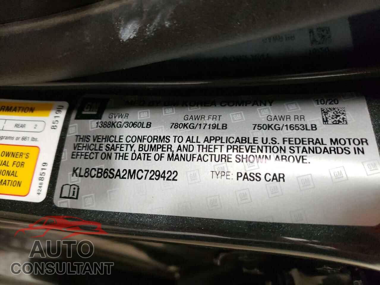 CHEVROLET SPARK 2021 - KL8CB6SA2MC729422