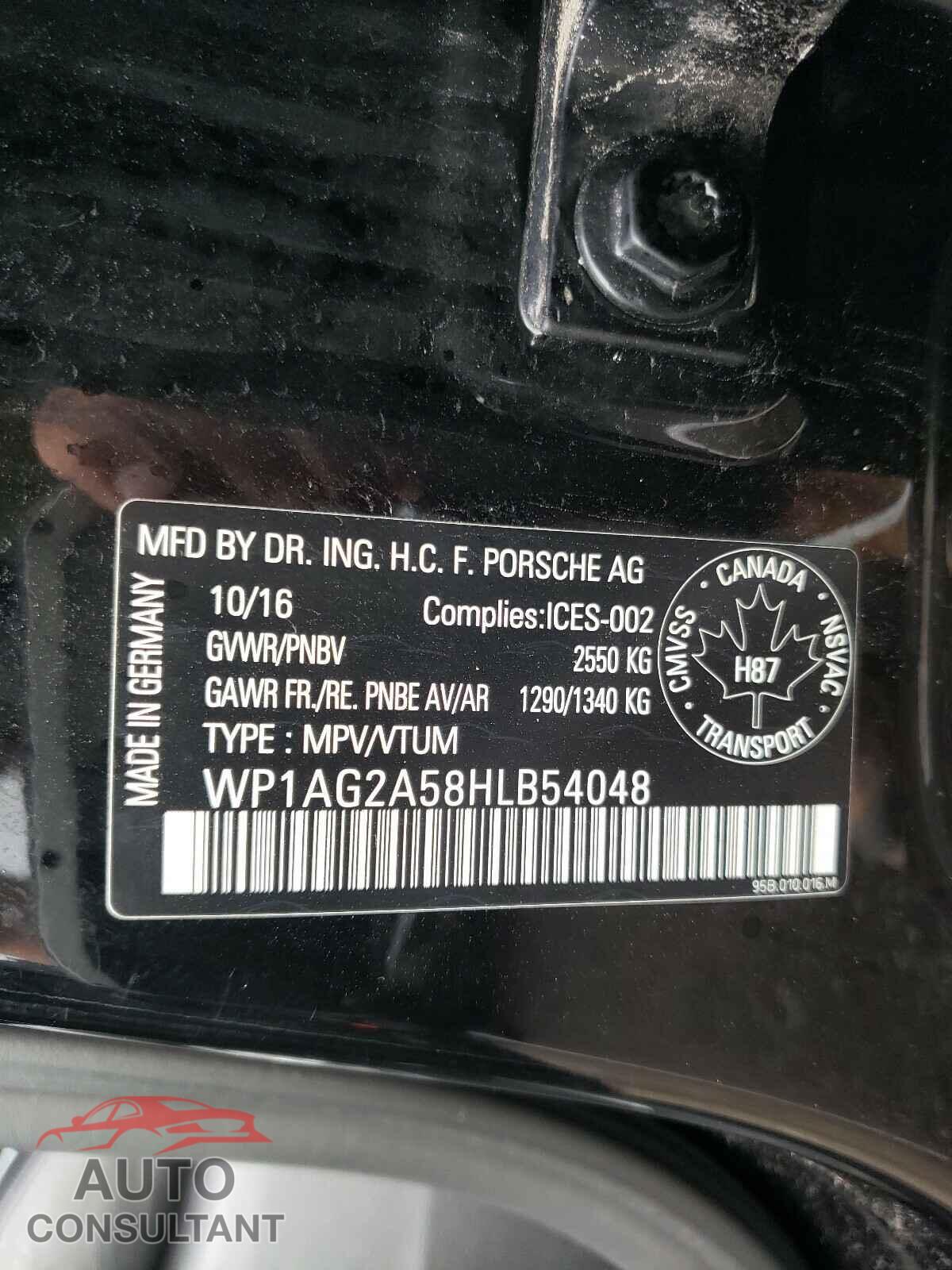 PORSCHE MACAN 2017 - WP1AG2A58HLB54048