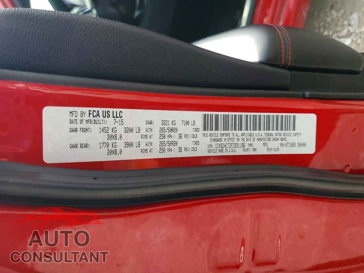 DODGE DURANGO 2015 - 1C4SDHCT2FC931186