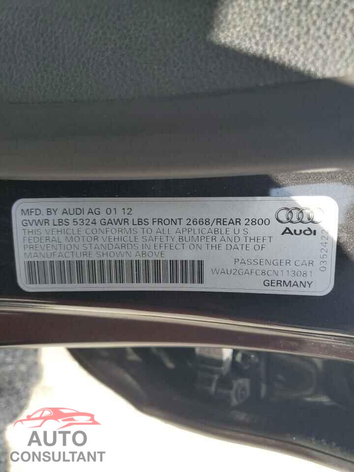 AUDI A7 2012 - WAU2GAFC8CN113081