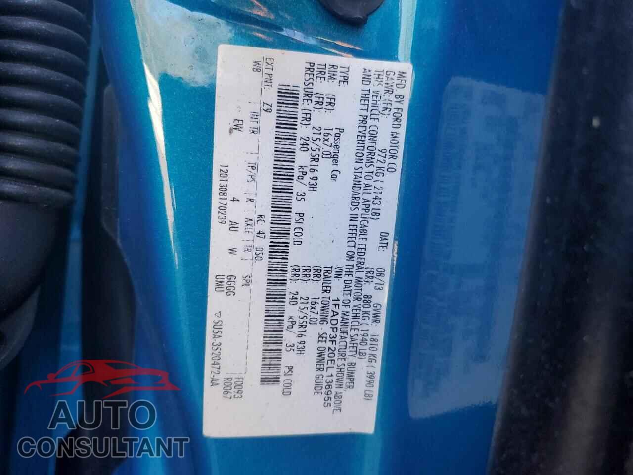 FORD FOCUS 2014 - 1FADP3F20EL136955