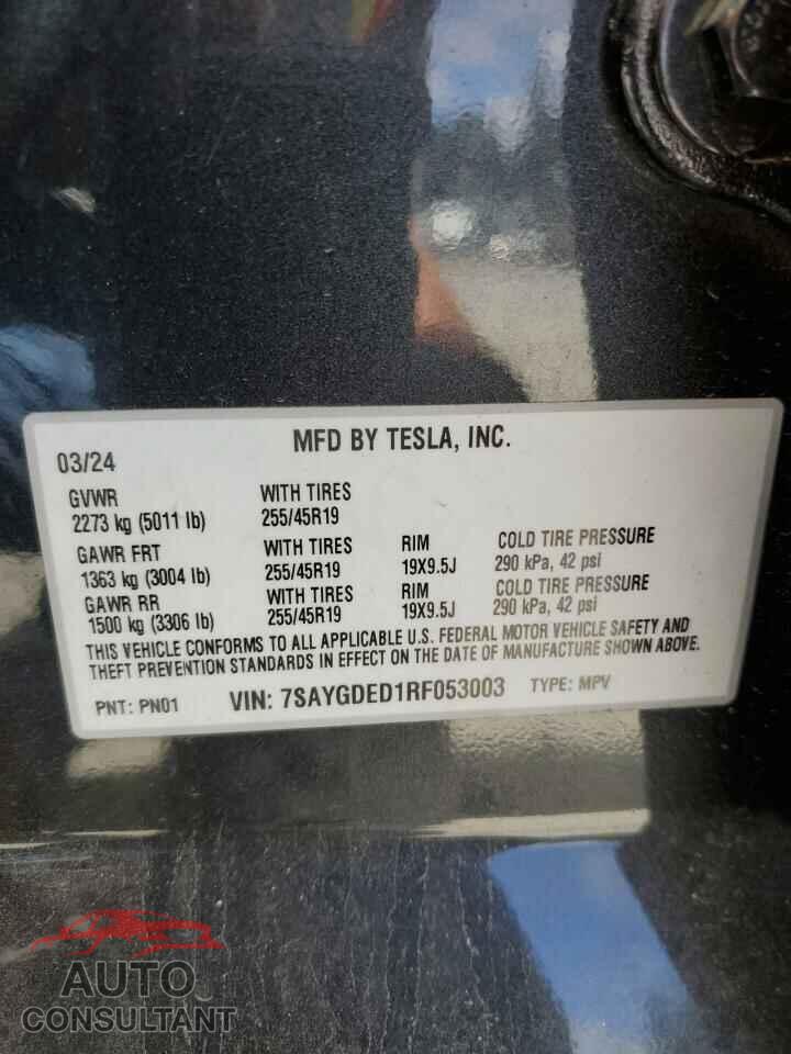 TESLA MODEL Y 2024 - 7SAYGDED1RF053003