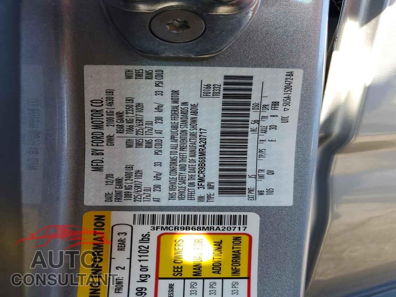 FORD BRONCO 2021 - 3FMCR9B68MRA20717