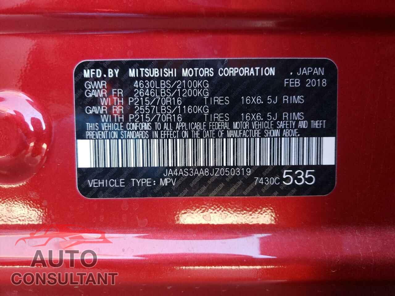 MITSUBISHI ECLIPSE 2018 - JA4AS3AA8JZ050319