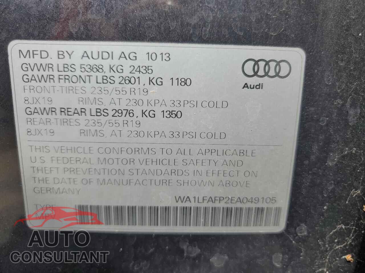 AUDI Q5 2014 - WA1LFAFP2EA049105