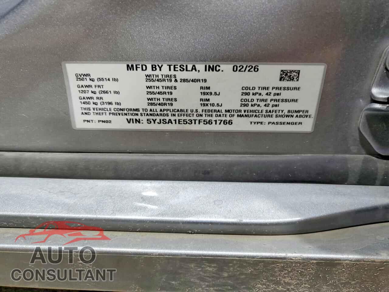 TESLA MODEL S 2026 - 5YJSA1E53TF561766