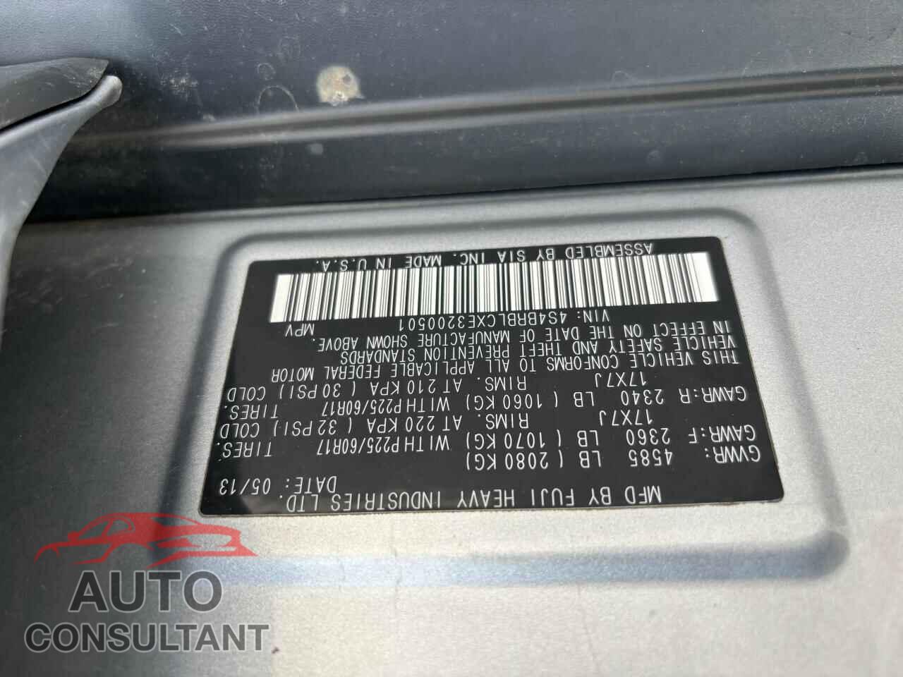 SUBARU OUTBACK 2014 - 4S4BRBLCXE3200501