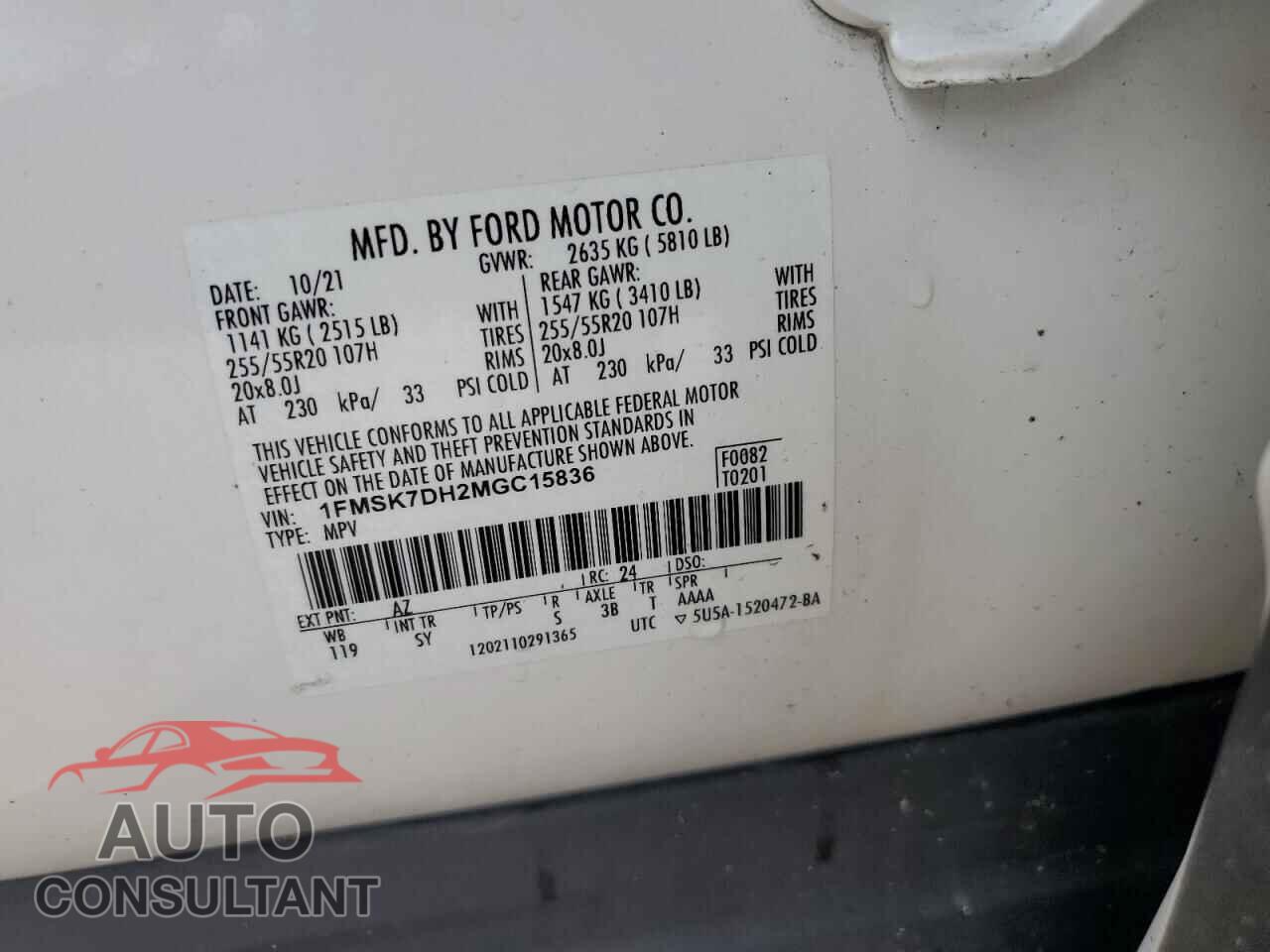 FORD EXPLORER 2021 - 1FMSK7DH2MGC15836