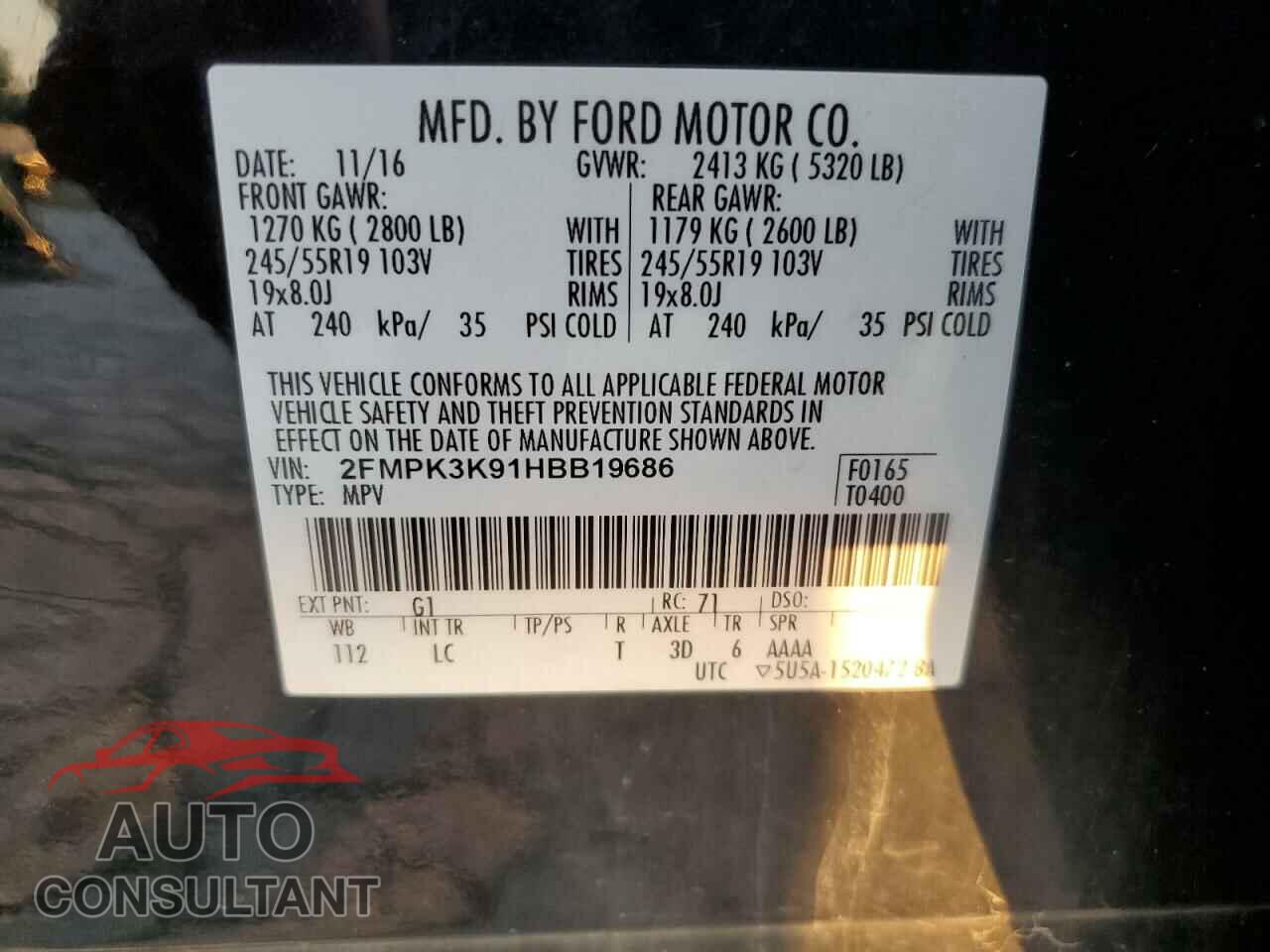 FORD EDGE 2017 - 2FMPK3K91HBB19686