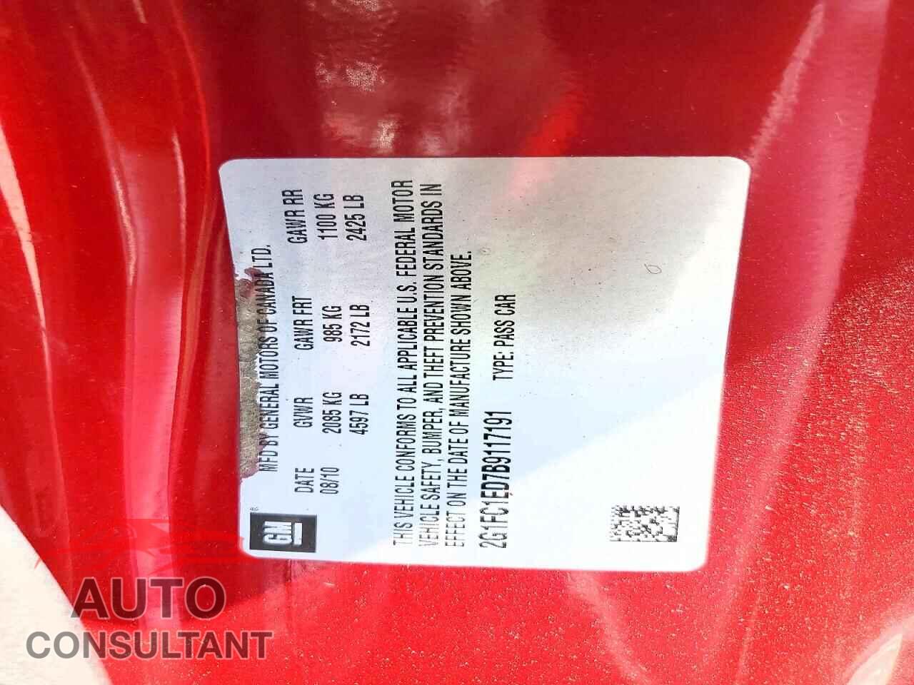 CHEVROLET CAMARO 2011 - 2G1FC1ED7B9117191