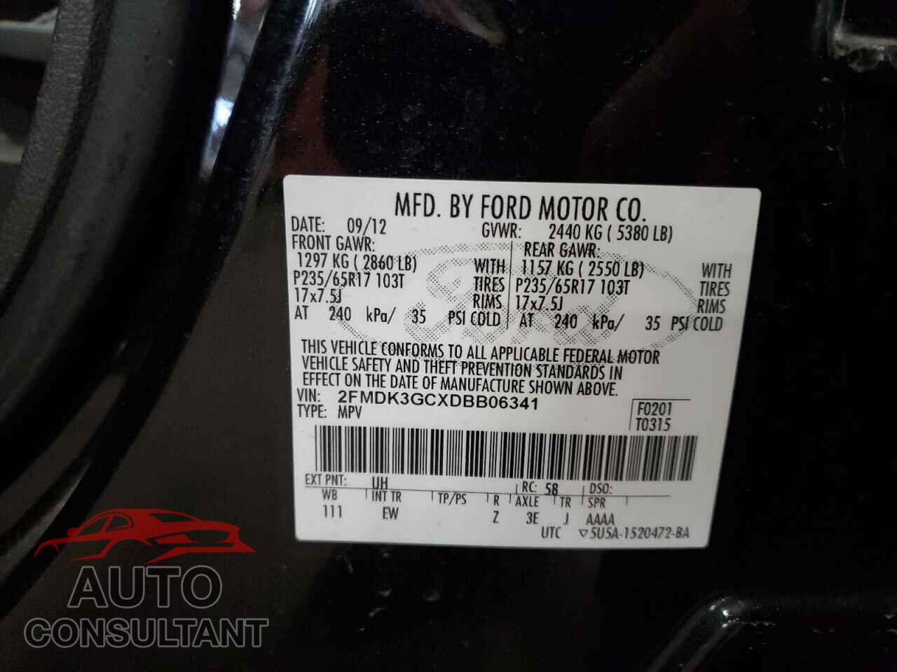 FORD EDGE 2013 - 2FMDK3GCXDBB06341