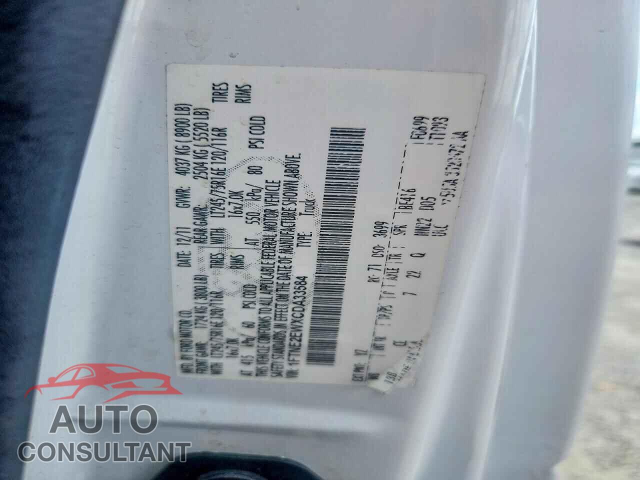 FORD ECONOLINE 2012 - 1FTNE2EWXCDA33584